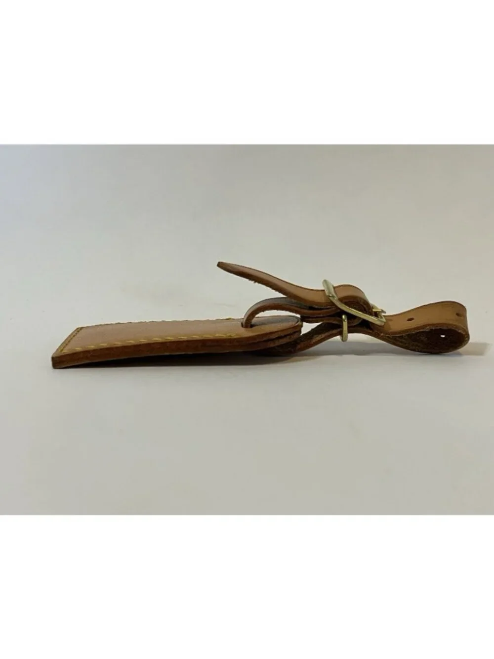 Authentic Louis Vuitton Vachetta Leather Luggage Tag Brass Buckle Made France